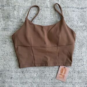 Minimalist Seamless Scoop Neck Bralette - Brown